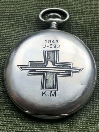 Ww2 Wwii German Kriegsmarine Navy U - Boat Cyma Pocket Watch U - 592 Submarine Badge