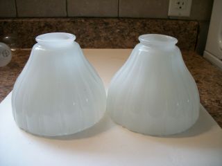 Set Of Two Vintage Milk Glass Ribbed Light Globe