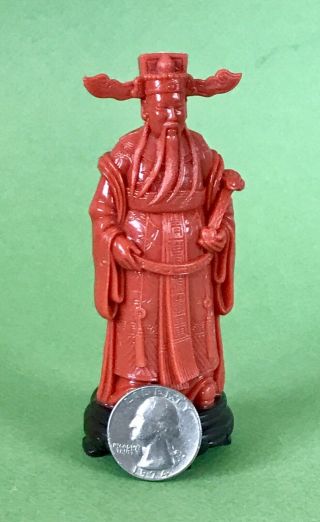 ⭐️vintage 4” Molded Orange Plastic Hong Kong Asian Oriental Man Statue Figurine