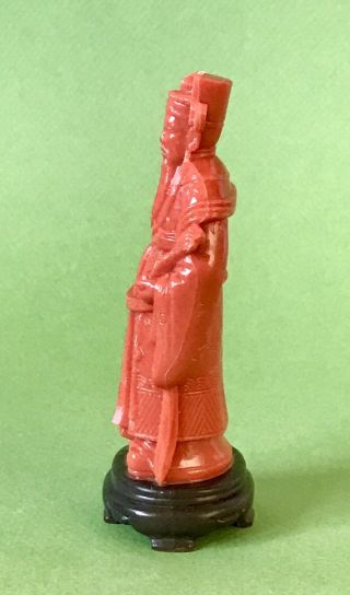 ⭐️Vintage 4” Molded Orange Plastic Hong Kong Asian Oriental Man Statue Figurine 3