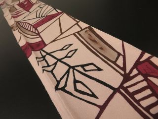 1t08z40 Vintage Japanese Kimono Silk Fabric Light Ash Pink Branch 51.  2 "