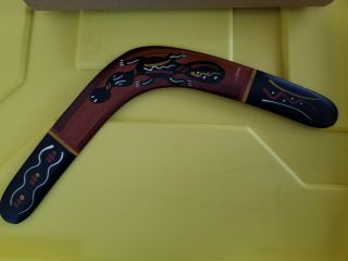 Hand Painted Australian Aboriginal Boomerang 14 " Hand Painted Murra Wolka