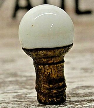 Vintage White Glass and Brass Lamp Shade Finial 2