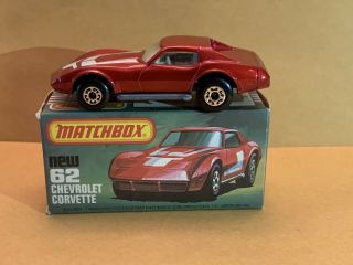 Matchbox Superfast No.  62 Chevrolet Corvette Tampo Only 1 Side