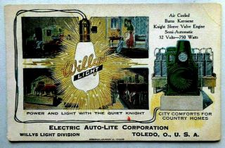 Willys Light Exhibit Electric Auto - Lite Corporation Toledo,  Ohio Postcard 5298