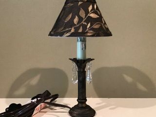 Small Metal Palm Tree Table Lamp With Leaf Shade