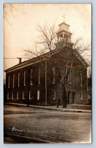 Vintage Real Photo Postcard Peru Illinois Congregational Church Rppc D15