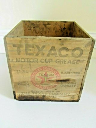 Vintage 1930 ' s Texaco Motor Cup Grease Wooden Crate 2