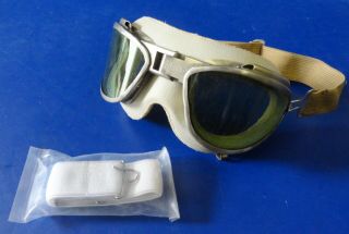Chas.  Fischer An - 6530 Flying Goggles W/spare Strap & Green Lenses