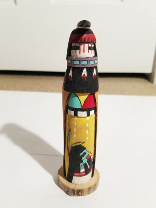 Native American Hopi Wood Carved Doll 6.  25 " T X 1.  75 " W X 1.  75 " D Artist Signed