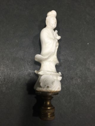 Vintage Porcelain and Brass Lamp Finial,  4.  25” 2