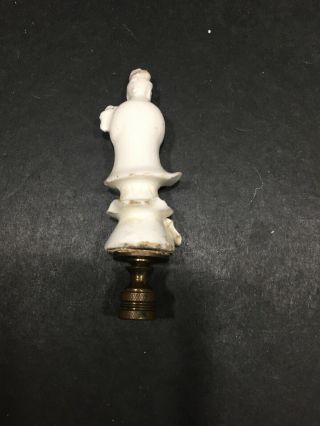 Vintage Porcelain and Brass Lamp Finial,  4.  25” 3