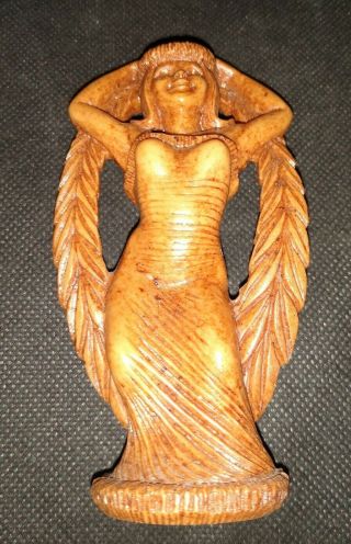 Vintage Coco Joe Hand Carved Hapa Wood Maile Laka,  Hawaiian Goddess Of Hulu