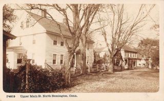 North Stonington,  Ct,  Upper Main Street,  Homes,  Underwood Rppc C 1910 - 12