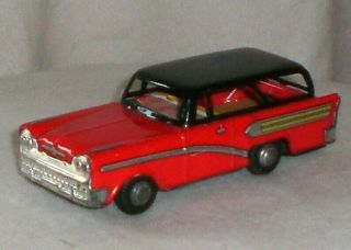 Vintage Tin Litho Haji Toys Friction Station Wagon Car