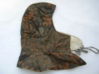 Orig.  German Elite Waffen Camo Camouflage Padded Reversible Oakleaf Winter Hood