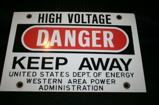 Vintage Porcelain Danger High Voltage Sign United States Department Of Energy