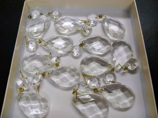 12 Vintage 1.  5 " Teardrop Chandelier Crystal Prisms Thick Cut