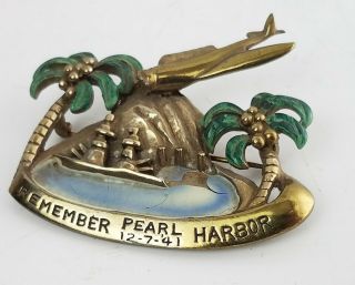 Wwii Remember Pearl Harbor Brooch Pin 2.  5 " Rare 1942 Sweetheart Military