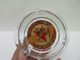 Vintage Texaco Vargas Pin Up Girl Glass Ashtray Dealer Advertising Gas Oil Nos