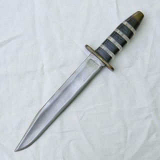 Ww2 Era Us Theater Fighting Knife,  Massive 8.  5″ Bowie - Tip Blade,  Stacked Handle
