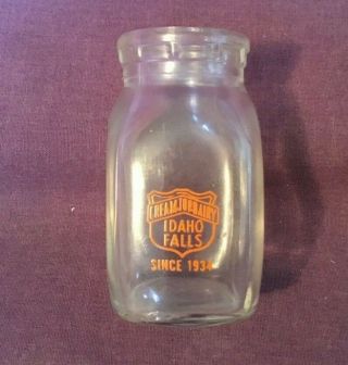 Vintage Advertising Glass Dairy Creamer Cream Top Dairy Idaho Falls Idaho