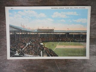 Chicago Illinois National League Baseball Cubs Ball Park Postcard Wrigley Field