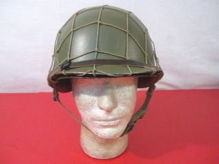 WWII US Army M1 Helmet Fixed Bale Front Seam w/Westinghouse Liner - Complete 2 2