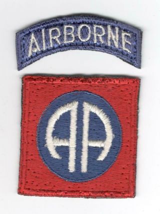 Rare British Made Ww 2 Us Army 82nd Airborne Division Silk Patch & Tab Inv F059