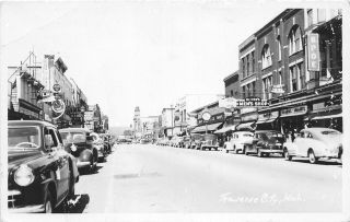 G93/ Traverse City Michigan Rppc Postcard 1954 Main Street Stores Autos