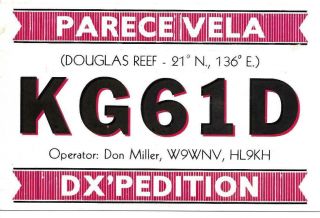Qsl 1963 Parece Vela Douglas Reef Don Miller Radio Card