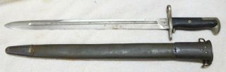 U.  S.  16 " M1 Garand Bayonet W/ 1917 Leather Scabbard - Pal 1942