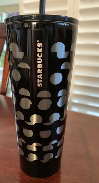 Starbucks 24ozs Black Daisy Dots Stainless Steel Tumbler $50