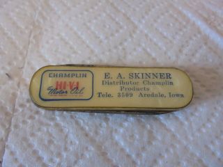 Small Pocket Knife Champlin Motor Oil E A Skinner Aredale Iowa Distributor