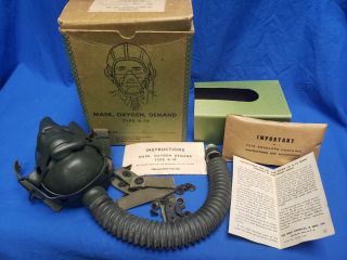 Wwii Ww2 Usaaf Type A - 14 Demand Oxygen Mask Complete W/ Box Usn Pilot 1945 Nos