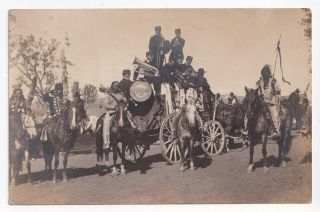 Mandan,  North Dakota Nd - Sioux Indian Band Parade 1907 Rppc Real Photo Postcard