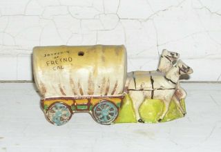 Vintage Souvenir Of Fresno California Western Covered Wagon Incense Burner Japan
