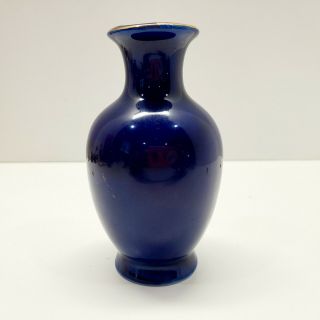 Vintage Cobalt Blue Ceramic Bud Vase w/ Gold Pheasant Japan 3
