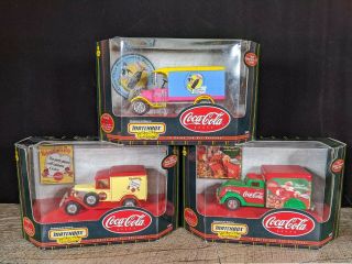 Set Of 3 Matchbox Collectibles Coca - Cola Holiday Vehicles Nib