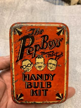 Vintage Pep Boys Manny,  Moe & Jack Handy Bulb Kit Tin