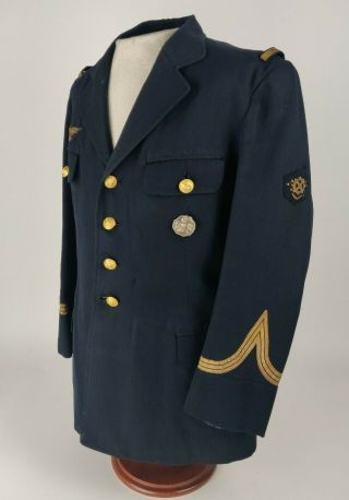 Ww2 Wwii Era French Air Force Sergeant Major Officers Wool Blue Tunic W/ Owl Pin