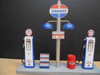 " Standard " Gas Pump Island Display W/gas Price Sign,  1:18th,  Hand Crafted,