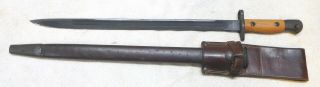 Australian Made Lee Enfield 1907 Bayonet - 1942 Dated Leather Frog -