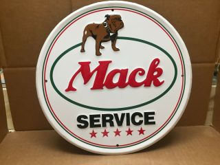 Mack Truck Service Tin Embossed Round Sign Gas Dealer Oil Station Pump Plate