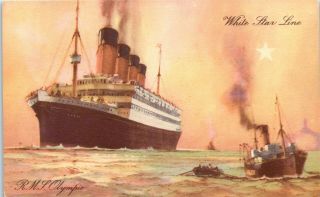Postcard Rms Olympic Steamship Ocean Liner White Star Line
