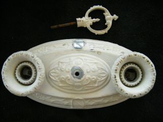 Vintage Tin Ceiling Light Fixture With Finial 2 Bulb