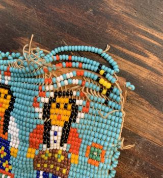 vintage Native American Hand Beaded Leather Coin Purse Damage 2