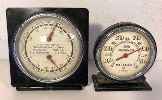2 Vintage York Pa Advertising Room Thermometers J.  E Baker Co A & T Tire Service