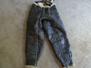 Vintage 40s Ww2 Usaaf Leather Flight Pants A - 3