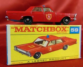Lesney Matchbox Superfast 59 Fire Chief Car N - Red Series 3